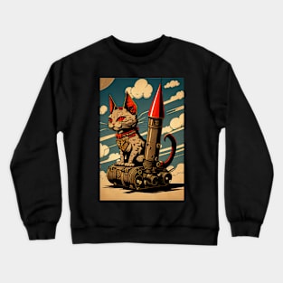 Cat with Rocket Crewneck Sweatshirt